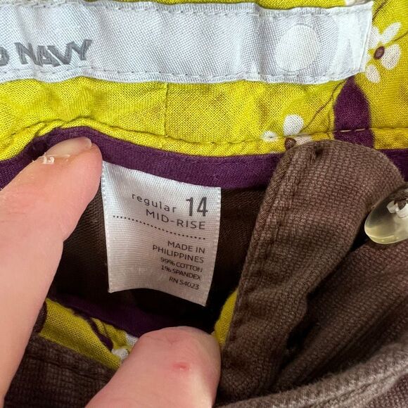 Old Navy Brown Mid Rise Utility Pants Size 14 Regular Cotton Stretch Cargo Trous - Picture 4 of 8